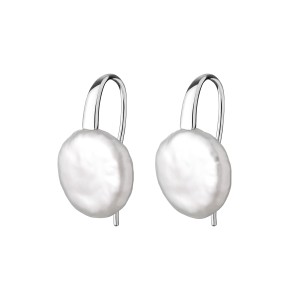 Cercei perle naturale albe baroque de argint cu tortita DiAmanti SK20206E-W-G (Argint 925‰ 0,9 g.)